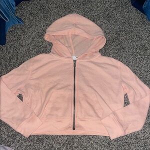 Cozy Peach Cropped Hooded Sweater for Kids